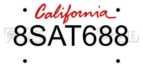 8SAT688 California License Plate