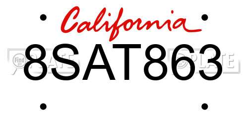 8SAT863 California License Plate