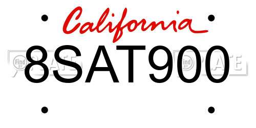 8SAT900 California License Plate