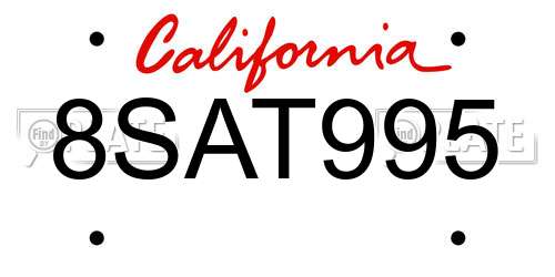 8SAT995 California License Plate