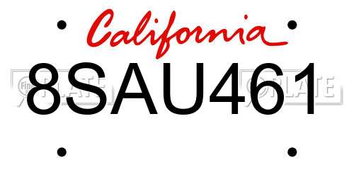 8SAU461 California License Plate