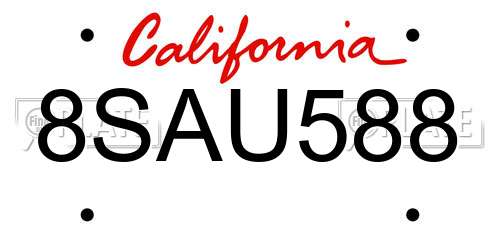 8SAU588 California License Plate