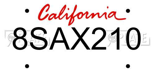 8SAX210 California License Plate
