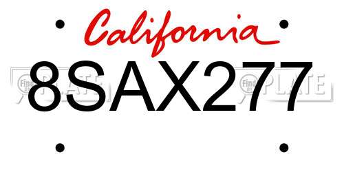 8SAX277 California License Plate