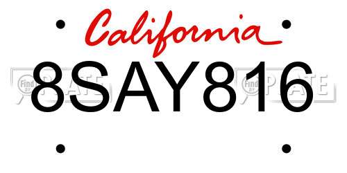8SAY816 California License Plate