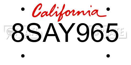 8SAY965 California License Plate