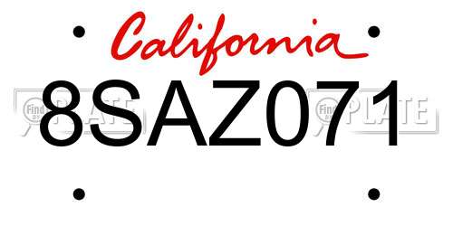8SAZ071 California License Plate