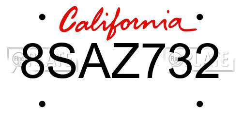 8SAZ732 California License Plate