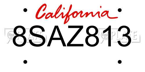 8SAZ813 California License Plate