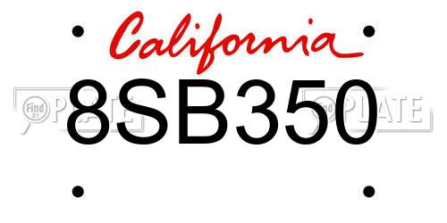 8SB350 California License Plate