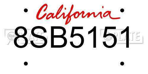 8SB5151 California License Plate