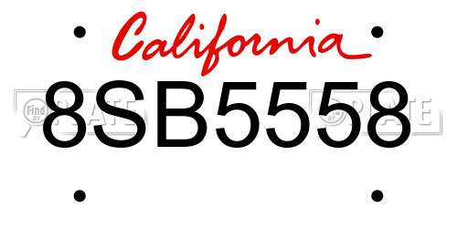 8SB5558 California License Plate