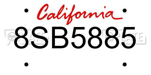 8SB5885 California License Plate