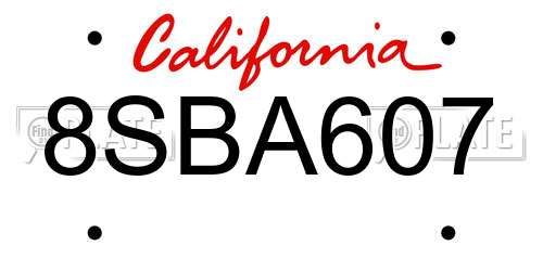 8SBA607 California License Plate