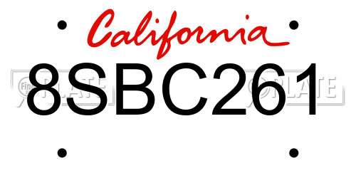 8SBC261 California License Plate