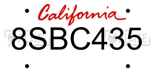 8SBC435 California License Plate