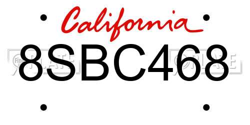 8SBC468 California License Plate