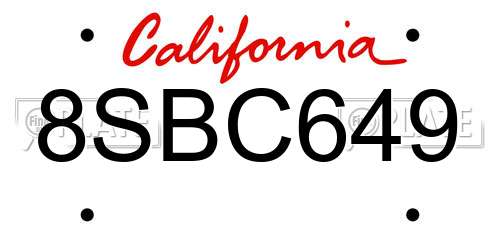 8SBC649 California License Plate