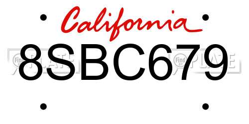 8SBC679 California License Plate
