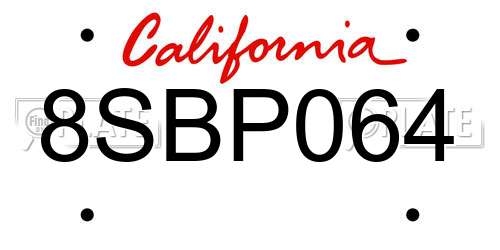 8SBP064 California License Plate