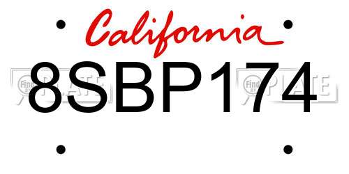 8SBP174 California License Plate