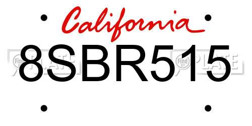 8SBR515 California License Plate
