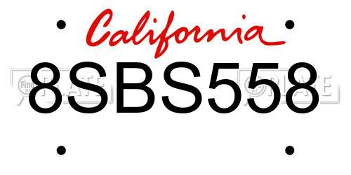 8SBS558 California License Plate