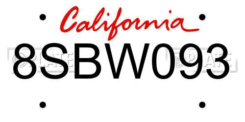 8SBW093 California License Plate