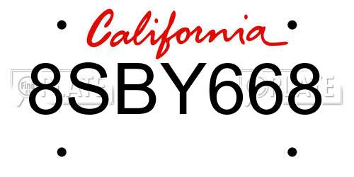 8SBY668 California License Plate