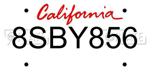 8SBY856 California License Plate