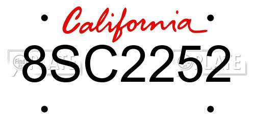 8SC2252 California License Plate