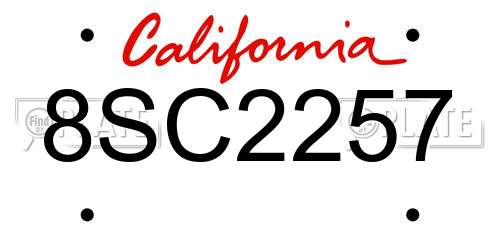 8SC2257 California License Plate