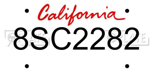8SC2282 California License Plate