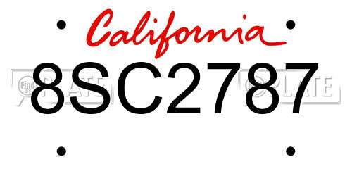 8SC2787 California License Plate