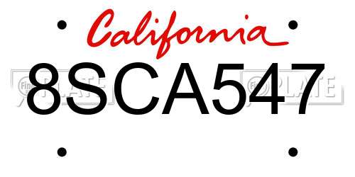 8SCA547 California License Plate