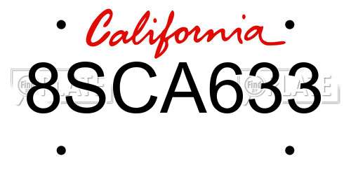 8SCA633 California License Plate