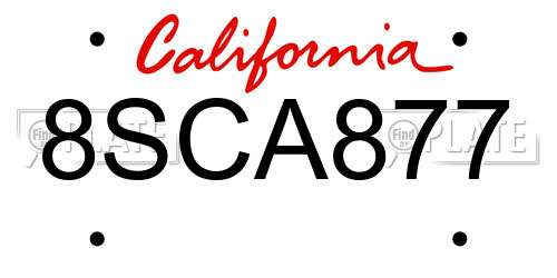 8SCA877 California License Plate