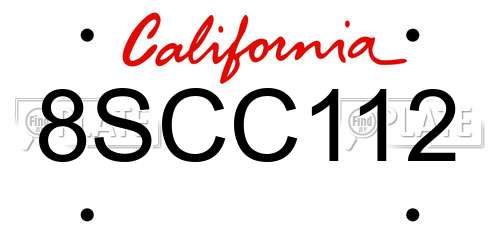 8SCC112 California License Plate
