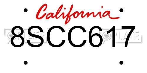 8SCC617 California License Plate