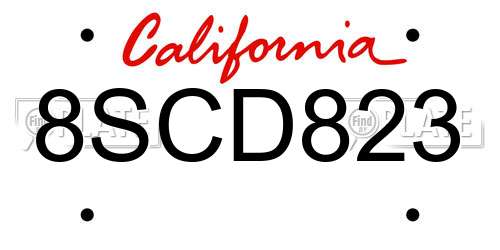 8SCD823 California License Plate