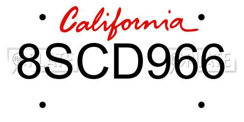 8SCD966 California License Plate