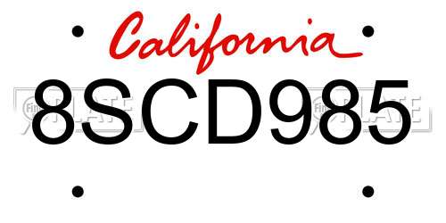 8SCD985 California License Plate