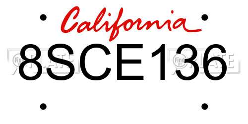 8SCE136 California License Plate