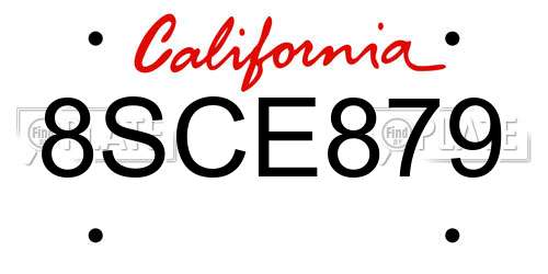 8SCE879 California License Plate