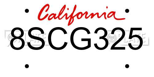 8SCG325 California License Plate