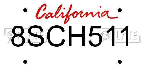 8SCH511 California License Plate