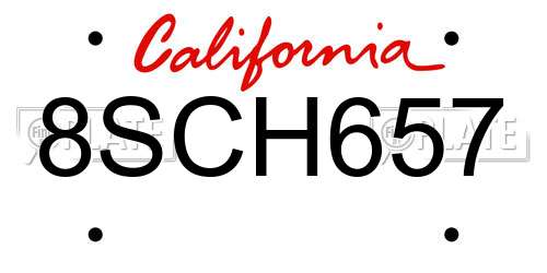 8SCH657 California License Plate