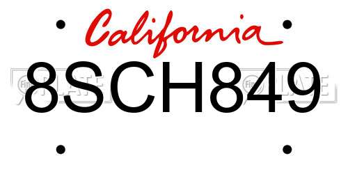 8SCH849 California License Plate