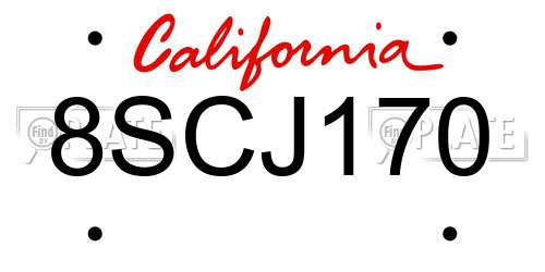 8SCJ170 California License Plate