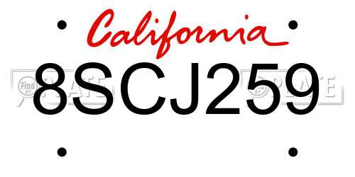 8SCJ259 California License Plate